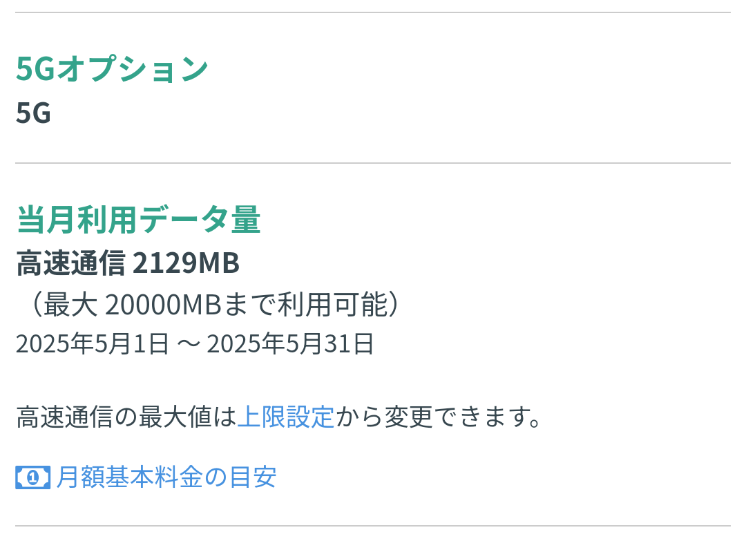 当月のデータ量