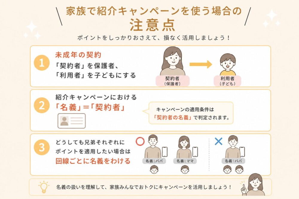 家族で紹介キャンペーンを使う場合の注意点