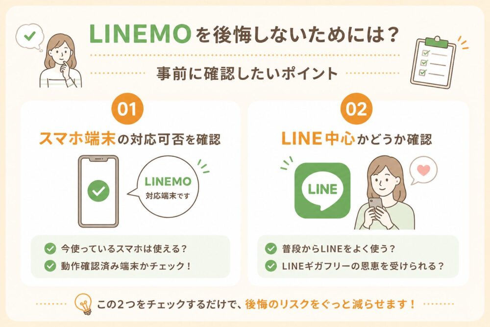 LINEMO（ラインモ）を後悔しないためには？事前に確認したいポイント