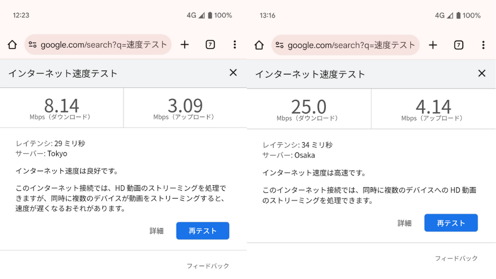 速度計測結果（屋内で検証）12時、13時