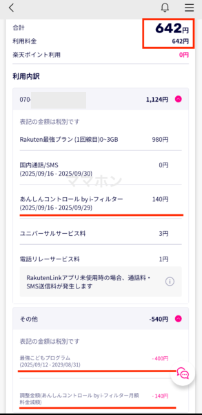 家族割なしの場合
