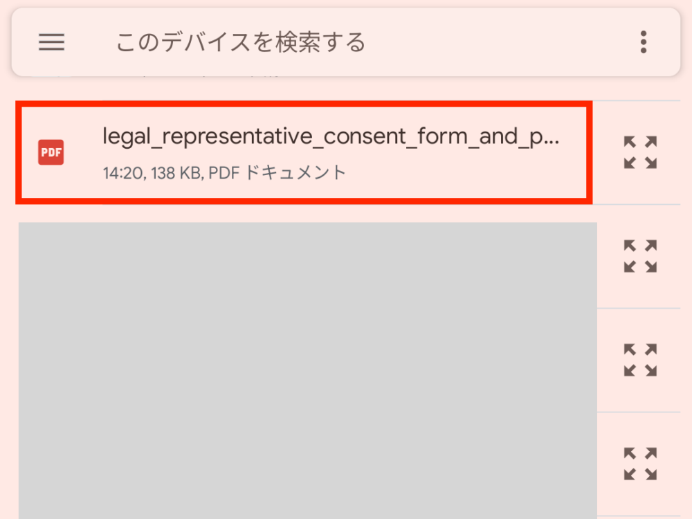 ダウンロード済みのPDFをタップ