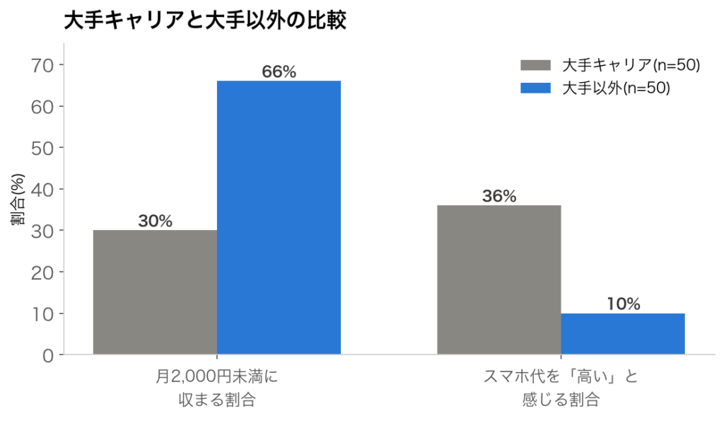 大手キャリアと大手キャリア以外の比較