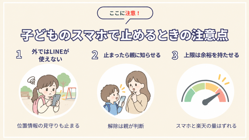 子どものスマホで止めるときの注意点
